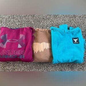 2 Under Armour and Tan Bear Sweatshirts Bundle YLG.